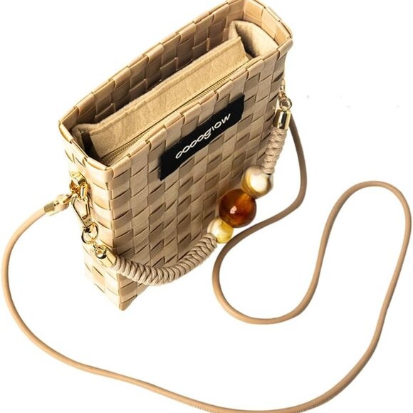 Chic Hand-Woven Khaki Crossbody Bag - Lightweight & Stylish Everyday Purse - Picture 5 of 7